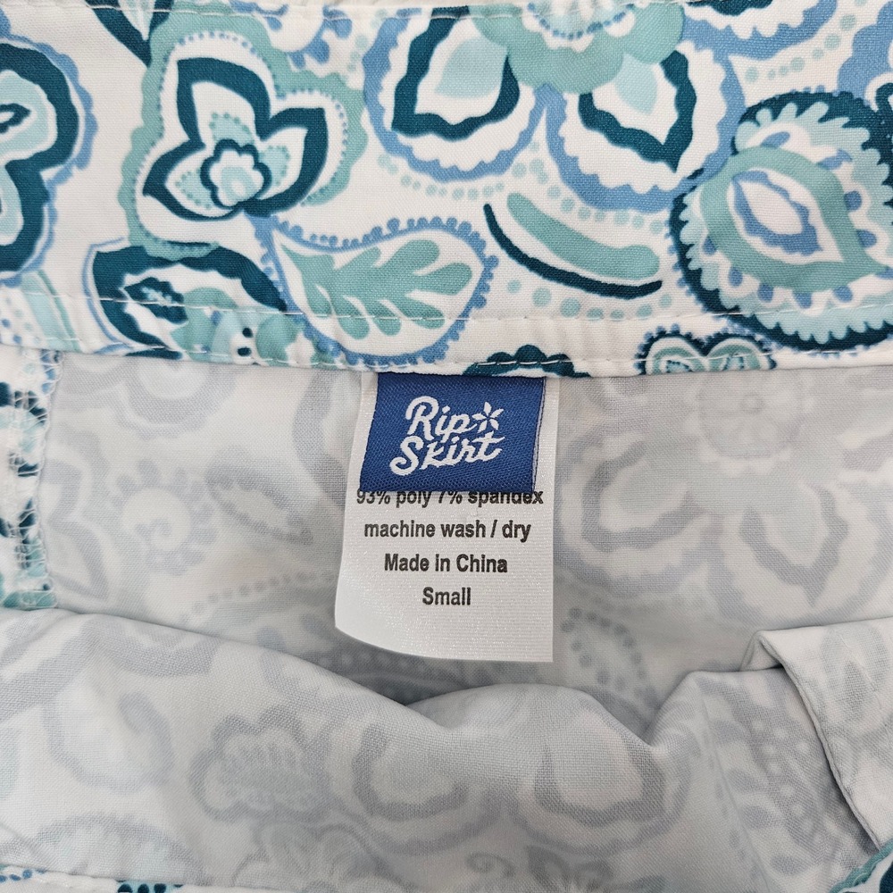 Ripskirt Hawaii Seaglass Florals Blue Paisley Wrap Skirt Sz S Travel Vacation - Picture 6 of 9